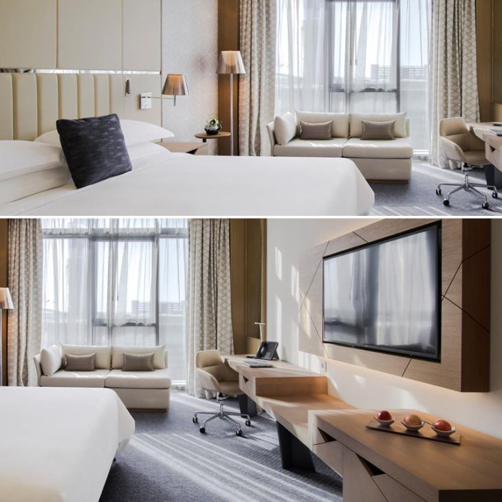 جودة عالية 5 نجوم تصميم فندق غرفة نوم الملك الحجم غرفة نوم الخشب الرقائقي الأثاث