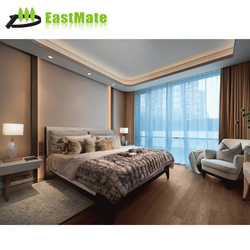 غرفة نوم رائعة التصميم مصممة لفندق خمس نجوم ، مع قطع رائعة ، والأثاث الخشب